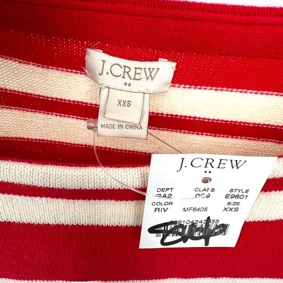 J.Crew Factory Striped Knit Long Sleeve Cotton Top Red White Size XXS NWT - Picture 7 of 10